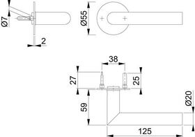 Türdrückerpaar Ams.E1400Z/849N VA F69 m.Drückerrosetten 4-KT.8mm HOPPE