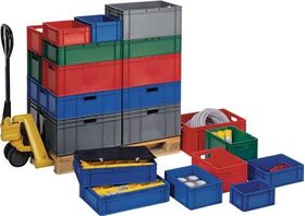 Transportstapelbehälter L600xB400xH320mm blau PP Seitenwände geschl.LA-KA-PE