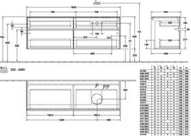 V&B Waschtischunterschrank COLLARO 160x54,8x50cm WT re m LED-B. Stone Oak