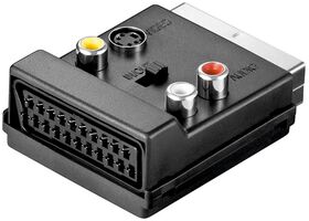 Scart zu Composite Video und S-Video Adapter, IN/OUT, mit Scart-Durchleitung, Scart-Stecker(21-Pin)- VPE: 1