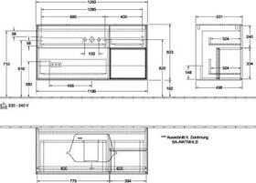V&B Waschtischunterschrank FINION 1200x603x501mm Regalele. Wln ven Peony