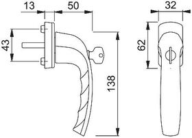Fenstergriff NY 0810SVS/U10 Alu.F8707/dunkelbraun 32mm abschl.HOPPE