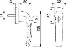 Fenstergriff NY 0810S/U10 Alu.F9016/verkehrsweiß 32mm abschl.HOPPE