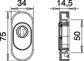 Schlüsselrosette 0815/0000 VA EST Schildst.14,5mm PZ ov.EDI