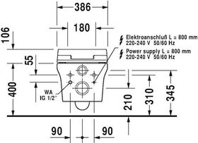 Duravit Wand-WC P3 Comforts RIMLESS ti. 380x570mm SensoWash HG weiß