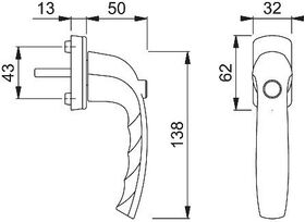 Fenstergriff NY 0810SV/U10 Alu.F9016/verkehrsweiß 35mm selbstsperrend HOPPE