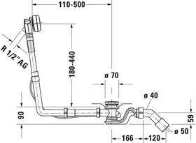 Duravit Ab-/Überlaufgarnitur QUADROVAL mit Wanneneinlauf chrom
