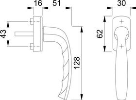 Fenstergriff NY 0810/US10 Alu.F9/stahlf 32-42mm Secustik®/VarioFit® Stand.HOPPE