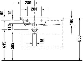 Duravit Möbelwaschtisch P3 Comforts Be li m ÜL HLB 850x500mm o Hahnloch weiß