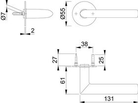 Türdrückerpaar Stock.E1140Z/849N VA F69 m.Drückerrosetten 4-KT.8mm HOPPE