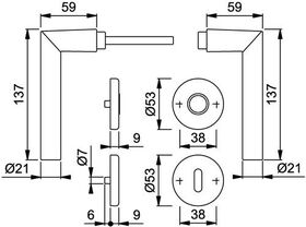 Türdrückerpaar Ams.1400 Alu.F1 o.Rosetten 4-KT.8mm HOPPE