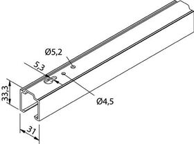 Laufschiene 53/73 Alu.VA-Eff.elox.Lager-L.2500mm Dm.HELM