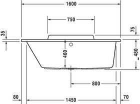 Duravit Rechteck-Whirlwanne DURASTYLE 130 l 160x70 we 1 RS li Combi-System P