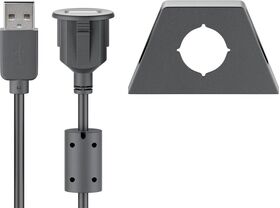 USB 2.0 Hi-Speed-Verlängerungskabel mit Montagehalterung, schwarz, 1.2m- VPE: 1
