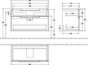 V&B Waschtischunterschrank SUBWAY 2.0 987x590x449mm Glossy Grey