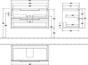 V&B Waschtischunterschrank SUBWAY 2.0 987x520x449mm Glossy Grey
