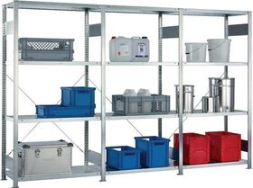 Steckregal H2000xB3000xT400mm Grund-/Anbaur.verz.12Stahlb.Trgf150kg Feldl.1650kg