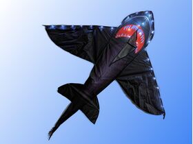 Bdt verstärkter 7m Drachenstab + Drachen, *Hai-LED* inkl. 50m Leine, 10erPack Batterien, 165x145cm