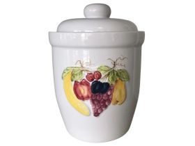 Rumtopf 5l weiß mit Dekor bunt