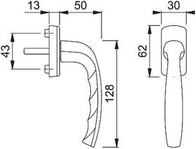 Fenstergriff NY 0810/U10 Alu.F9016/verkehrsweiß 35mm Stand.HOPPE