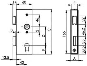 Schlosskasten 141U,blk DIN L/R Maß A30xB60xC172mm Dornm.40mm AMF