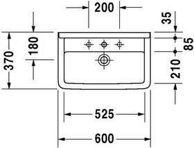 Duravit Waschtisch STARCK 3 COMPACT m ÜL HLB 1 Hahnloch 600x370mm weiß WG