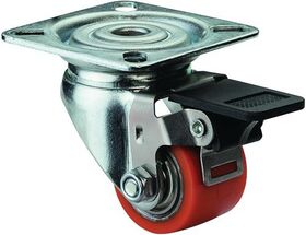Lenkrolle m.Festst.D.35mm Trgf.100kg m.Platte kompakt PU BS ROLLEN