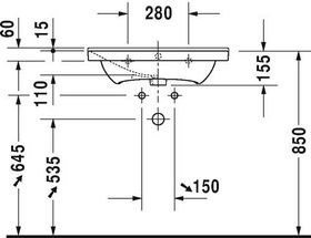 Duravit Möbelwaschtisch P3 Comforts m ÜL HLB 650x500mm 3 Hahnlöcher weiß WG