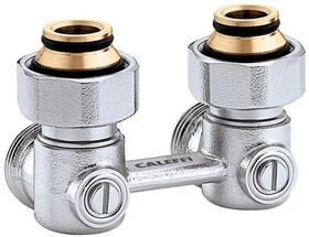 Caleffi Zweirohr Hahnblock 3011 Eckform, 3/4Z IG