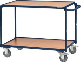 Tischwagen 2 Ladeflächen L850xB500mm saphirblau Trgf.300kg Bügel waager.TECWERK
