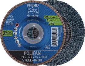 Fächerscheibe POLIFAN Z BOX D.125mm K.Z-40 kon.INOX ZK Box á 10 St.PFERD - VPE: 10