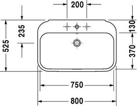 Duravit Waschtisch HAPPY D.2 m ÜL HLB 800x525mm 3 Hahnlöcher weiß WG
