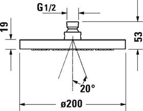 Duravit Kopfbrause d= 200mm, Kunststoff, 1-strahlig chrom