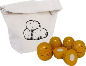 Kartoffeln zum Schneiden in Baumwollsäck