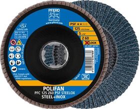 Fächerscheibe X-LOCK PSF Z STEELOX Ø 125 mm Körnung 60 konisch INOX Zirkonkorund Z PFERD - VPE: 10