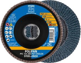 Fächerscheibe X-LOCK PSF Z STEELOX Ø 125 mm Körnung 80 konisch INOX Zirkonkorund Z PFERD - VPE: 10