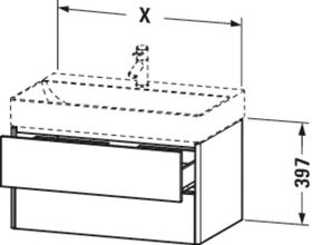 Duravit Waschtischunterbau XSQUARE 584x397x460mm 2 Sk ta s-matt ES NB Mi.