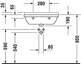 Duravit Waschtisch STARCK 3 MED o ÜL m HLB HL-Vorstich 600x450mm weiß WG
