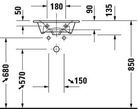 Duravit Handwaschbecken VIU 450x320mm o ÜL m HLB ohne Hahnloch weiß