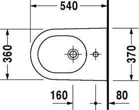 Duravit Wand-Bidet STARCK 2 m ÜL HLB 370x540mm 1 Hahnloch weiß WG