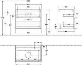 V&B Waschtischunterschrank FINION 800x603x501mm AP Gl bl ma glos. wh lacq.