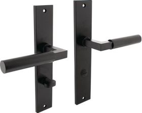 Langschildschildgarnitur Baustil Zamak F71 schwarz WC 72mm DIN L/R INTERSTEEL