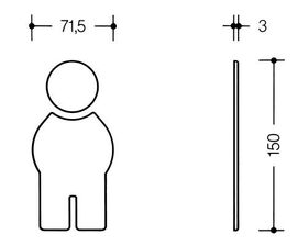Symbol Mann 801.91.010 PA Farb-Nr.99 B.71,5mm H.150mm S.3mm HEWI