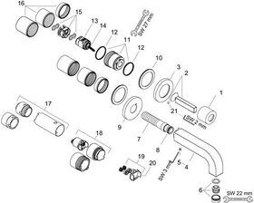 Einhebel-Waschtischmischer AXOR CITTERIO DN 15 UP m Ros. m Ala 225mm pol. red go