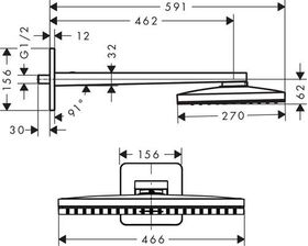 Kopfbr AXOR SHOWERSOLUTIONS 460/300 1jet brushed brass
