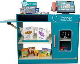 Moderne Supermarkt Theke Holz mit Kasse