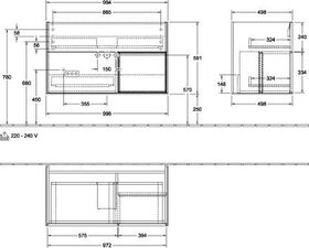 V&B Waschtischunterschrank FINION 996x591x498mm Regalele. bl ma White Matt