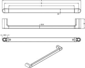 V&B Wandhaltegriff ViCare Design verchr 600mm