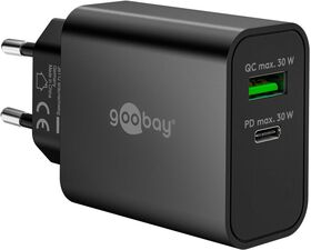 USB-C™ PD GaN Dual-Schnellladegerät (30 W) schwarz, schwarz- VPE: 1