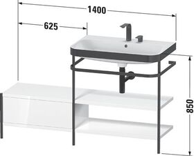 Duravit Waschtischset HAPPY D.2 PLUS 1400x490mm ein Hahnloch taupe supermatt